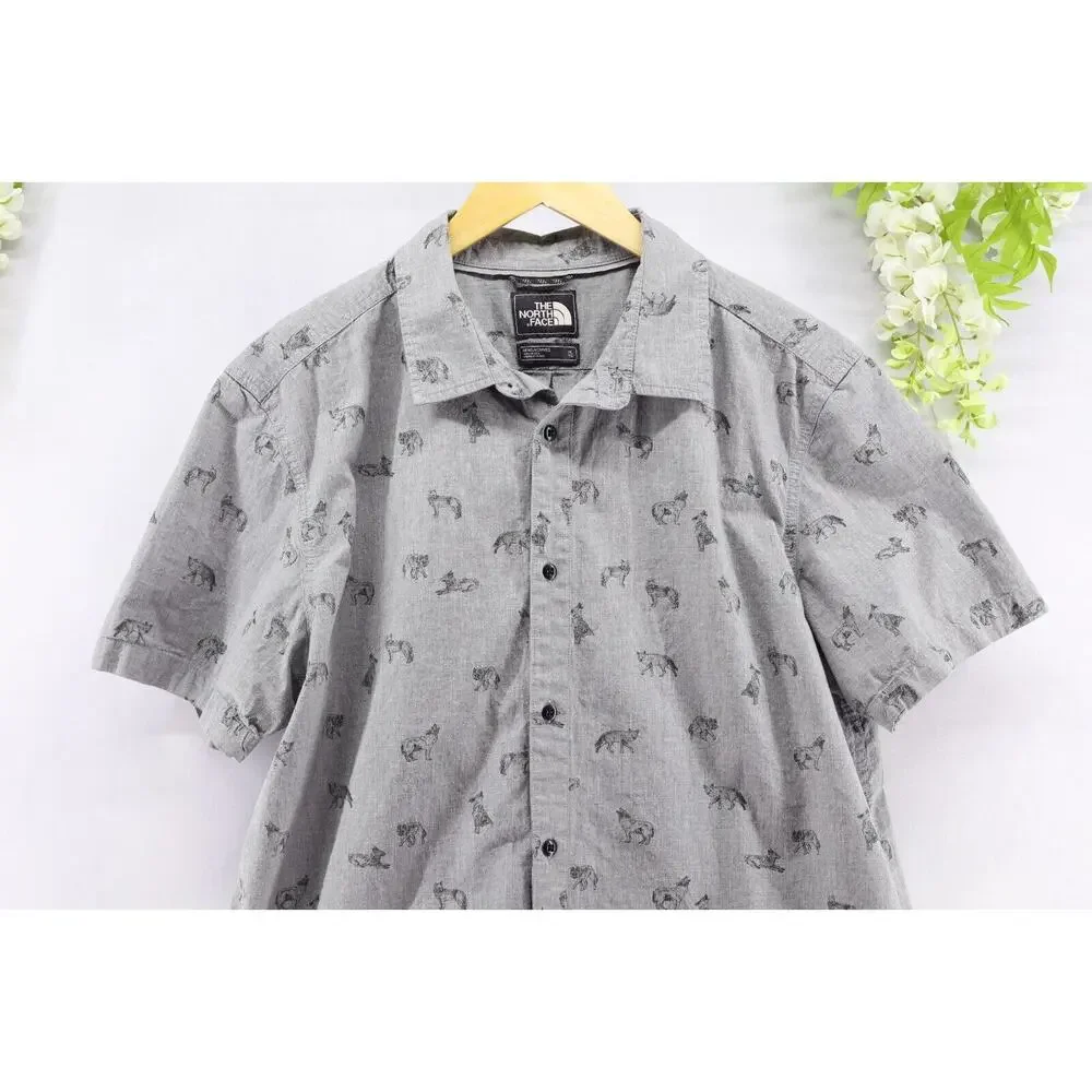 The North Face Wolves Print Short Sleeve Outdoor Summer Shirt Sz XL